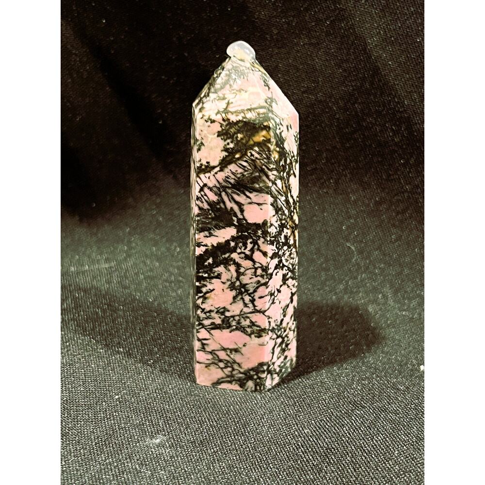 Natural Crystal Point Polished Obelisk Rhondonite